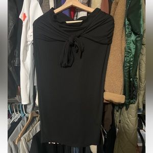 Solid Crop Tank Top & Tie Front Pencil Skirt Set